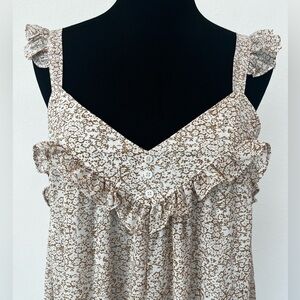 NWT | Women’s Mittoshop Floral Maxi Dress | Tan and Cream | Size Medium